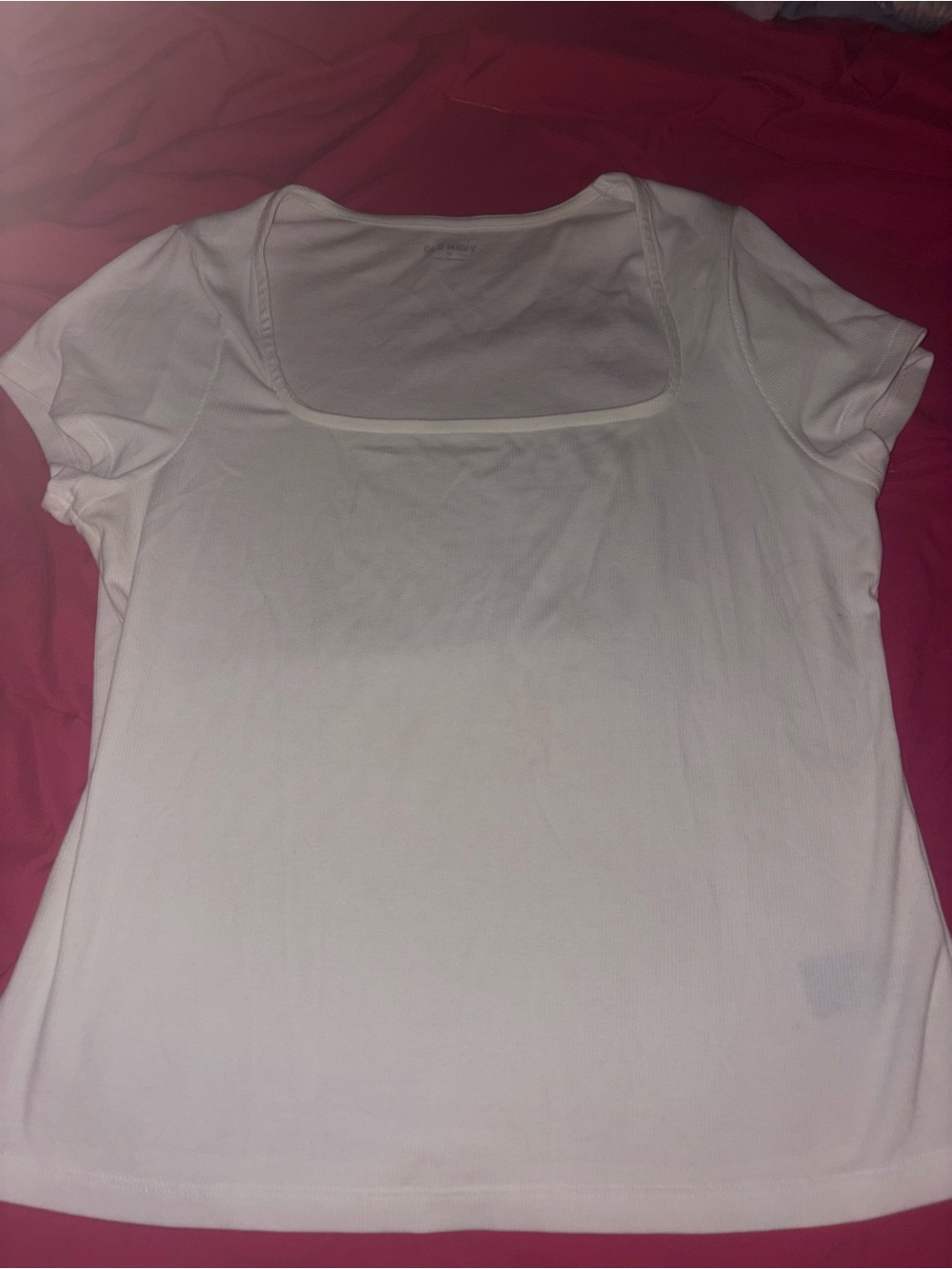Old Navy White Square Neck Short Sleeve Tee